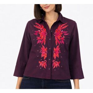 Maeve Anthropologie purple sequin cropped blouse 2